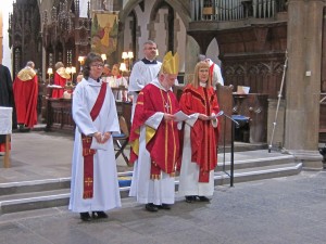 Nerys with the bishop and Revd Margaret Dineley