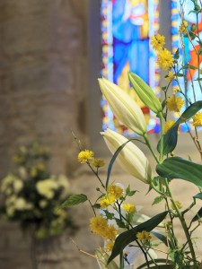The sanctuary was awash with colour - here, lilies (some given as memorials for departed loved ones).